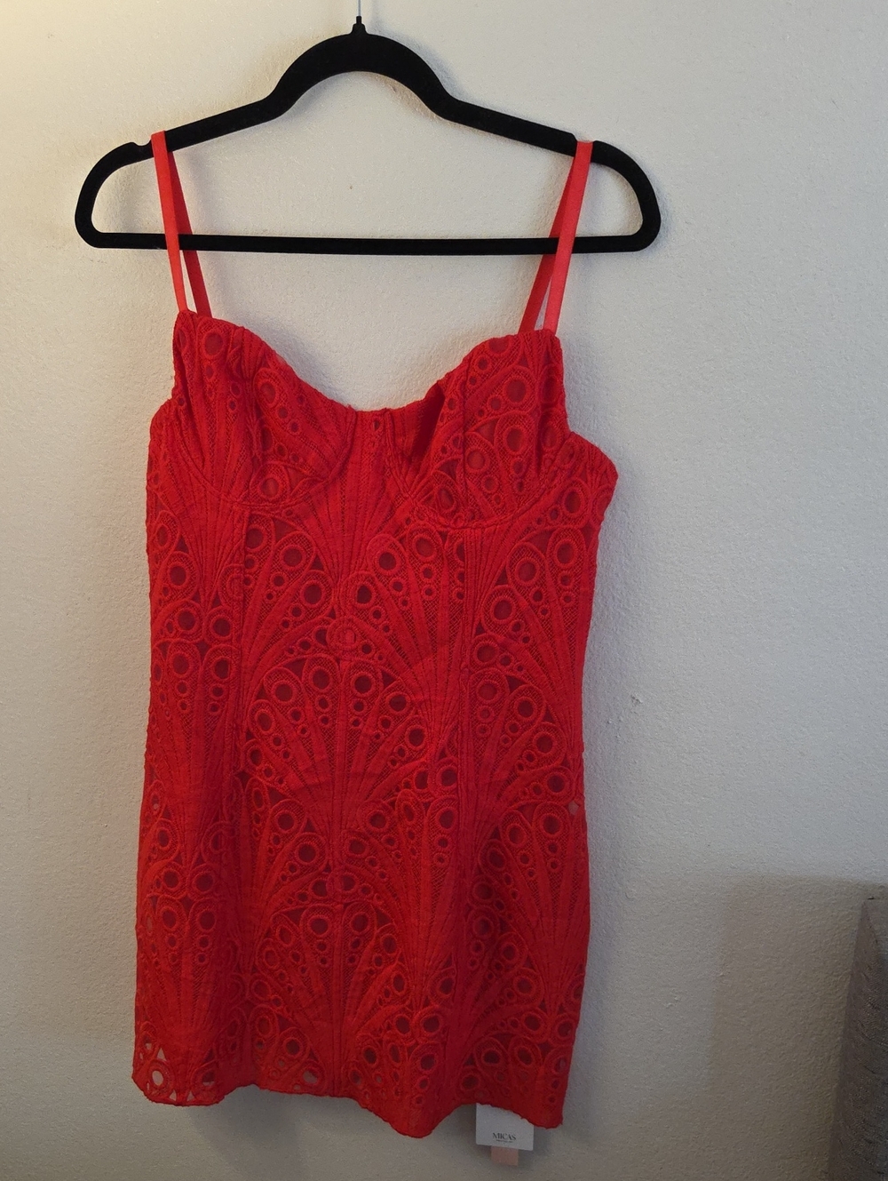 Micas Women's Red Lace Bustier Dress NWT Size L